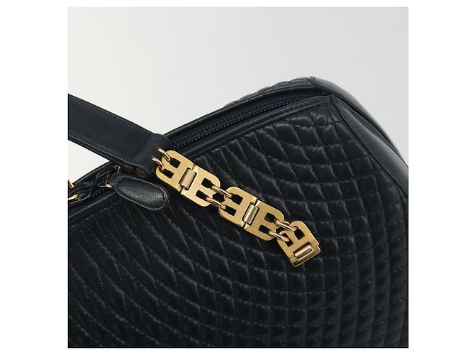 Borsa BALLY in pelle blu navy e oro Auth bs36607 D'oro - vista 14