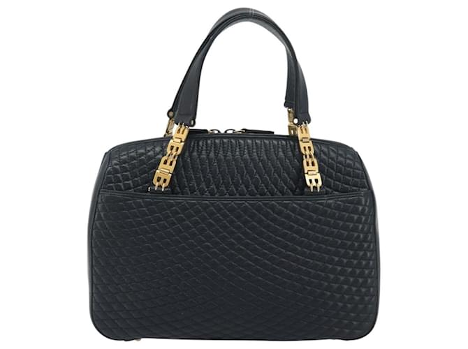 Borsa BALLY in pelle blu navy e oro Auth bs36607 D'oro - vista 2