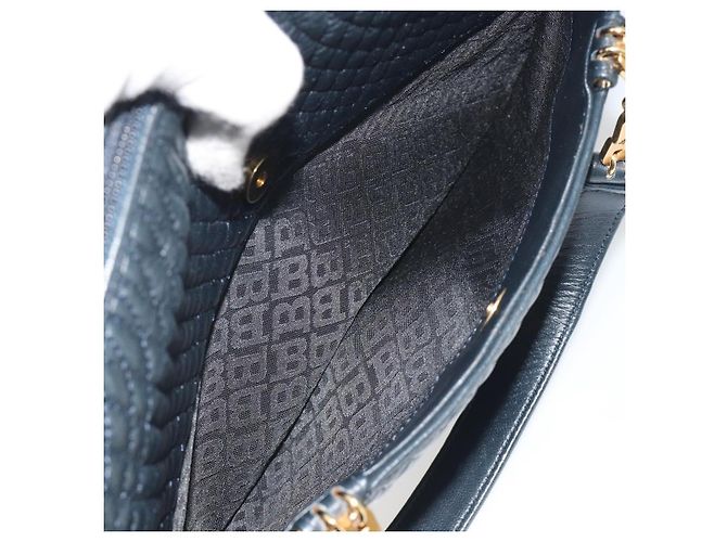 Borsa BALLY in pelle blu navy e oro Auth bs36607 D'oro - vista 22
