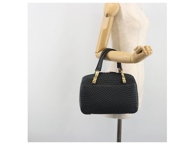 Borsa BALLY in pelle blu navy e oro Auth bs36607 D'oro - vista 24