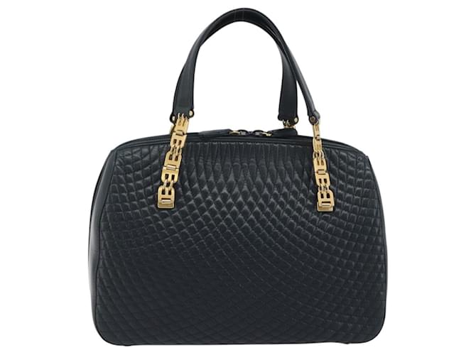 Borsa BALLY in pelle blu navy e oro Auth bs36607 D'oro - vista 3