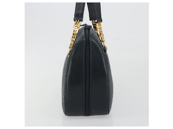 Borsa BALLY in pelle blu navy e oro Auth bs36607 D'oro - vista 5
