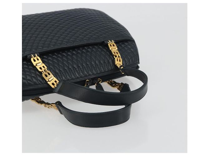 Borsa BALLY in pelle blu navy e oro Auth bs36607 D'oro - vista 7