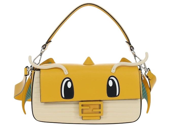 FENDI x FRGMT x POKEMON Dragonite Mamma Baguette Gialla 8BR600 Auth 167467SM Giallo - vista 2