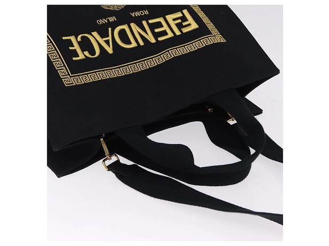 Borsa Tote FENDI FENDACE Canvas 2way Nero Oro 7VA558 Auth ka5494M D'oro - vista 6
