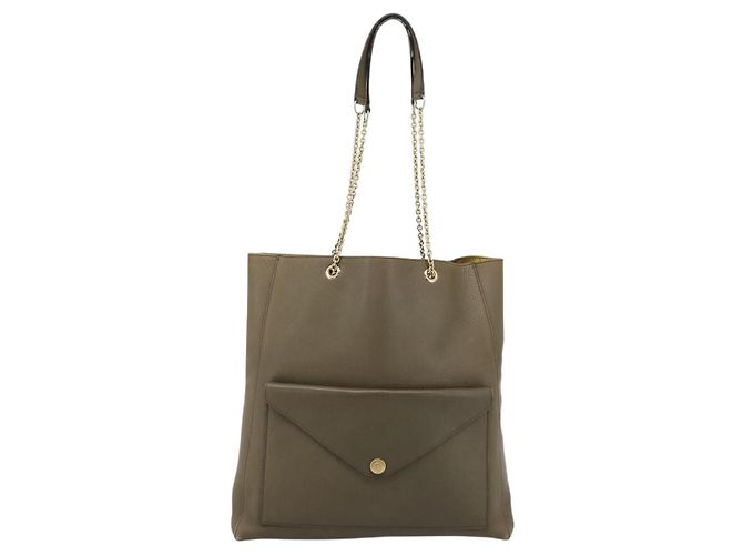 Céline CELINE Chain Tote Bag aus Leder Khaki Gold Tone Auth 194216 - Ansicht 2