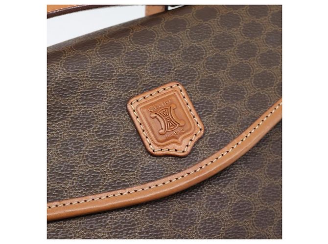 Edge Céline Borsa CELINE Macadam Canvas PVC Pelle 2way Marrone Oro Auth 194025V D'oro - vista 16