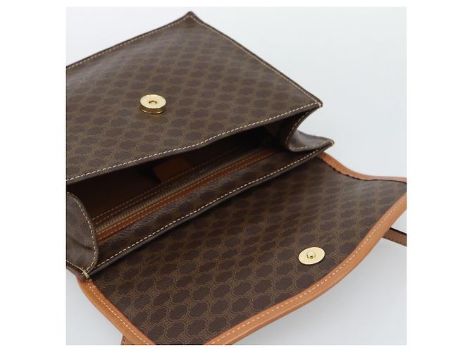 Edge Céline Borsa CELINE Macadam Canvas PVC Pelle 2way Marrone Oro Auth 194025V D'oro - vista 17