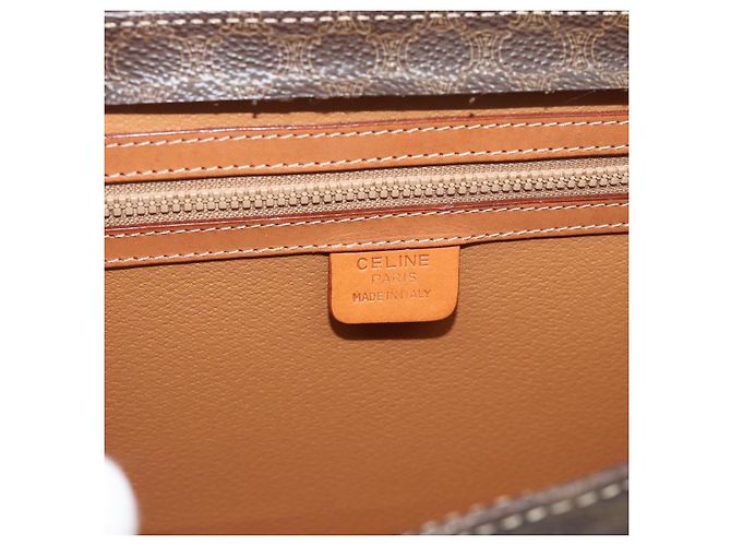 Edge Céline Borsa CELINE Macadam Canvas PVC Pelle 2way Marrone Oro Auth 194025V D'oro - vista 18