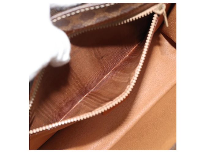 Edge Céline Borsa CELINE Macadam Canvas PVC Pelle 2way Marrone Oro Auth 194025V D'oro - vista 23