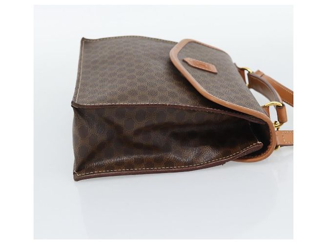 Edge Céline Borsa CELINE Macadam Canvas PVC Pelle 2way Marrone Oro Auth 194025V D'oro - vista 5