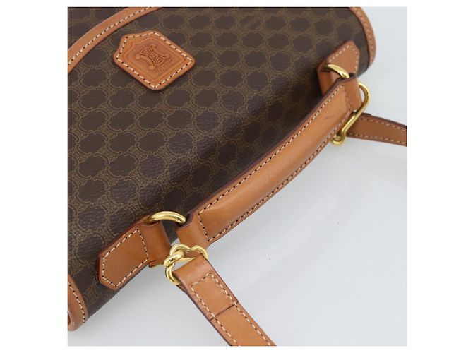 Edge Céline Borsa CELINE Macadam Canvas PVC Pelle 2way Marrone Oro Auth 194025V D'oro - vista 7