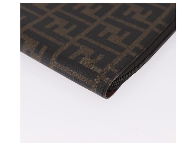 FENDI Borsa Documenti in Tela Zucca PVC Marrone Argento Autentica 191966V - vista 10