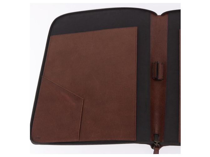 FENDI Borsa Documenti in Tela Zucca PVC Marrone Argento Autentica 191966V - vista 14