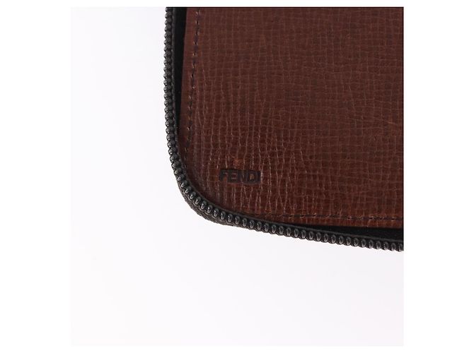 FENDI Borsa Documenti in Tela Zucca PVC Marrone Argento Autentica 191966V - vista 16