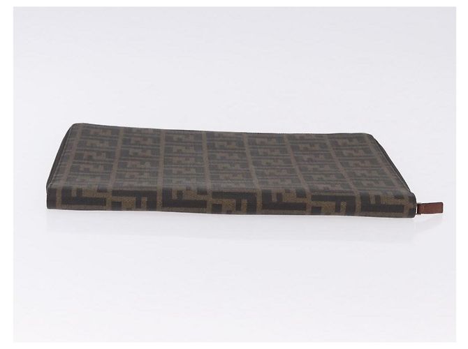 FENDI Borsa Documenti in Tela Zucca PVC Marrone Argento Autentica 191966V - vista 4