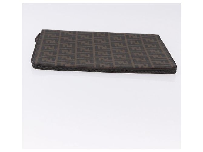 FENDI Borsa Documenti in Tela Zucca PVC Marrone Argento Autentica 191966V - vista 5
