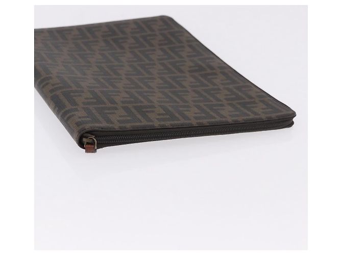 FENDI Borsa Documenti in Tela Zucca PVC Marrone Argento Autentica 191966V - vista 6