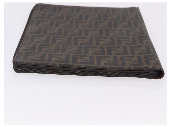 FENDI Borsa Documenti in Tela Zucca PVC Marrone Argento Autentica 191966V - vista 7