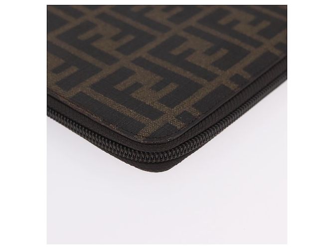 FENDI Borsa Documenti in Tela Zucca PVC Marrone Argento Autentica 191966V - vista 8