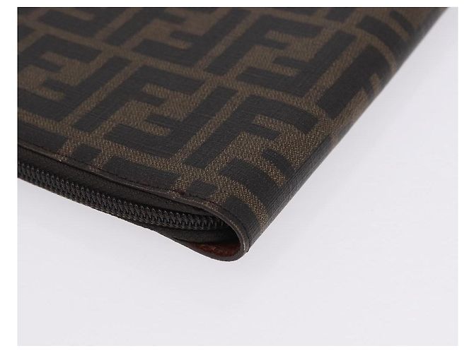 FENDI Borsa Documenti in Tela Zucca PVC Marrone Argento Autentica 191966V - vista 9