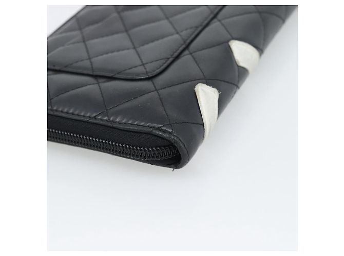 CHANEL Matelasse Cambon Line Long Wallet Pelle Nera Argento CC Auth 194957 Nero - vista 10