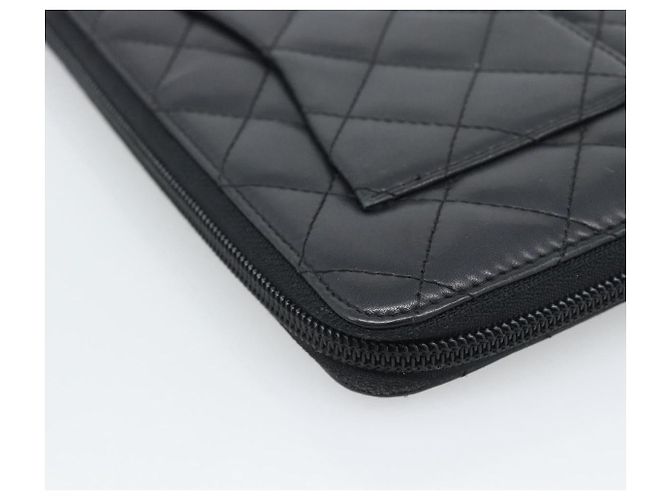 CHANEL Matelasse Cambon Line Long Wallet Pelle Nera Argento CC Auth 194957 Nero - vista 11