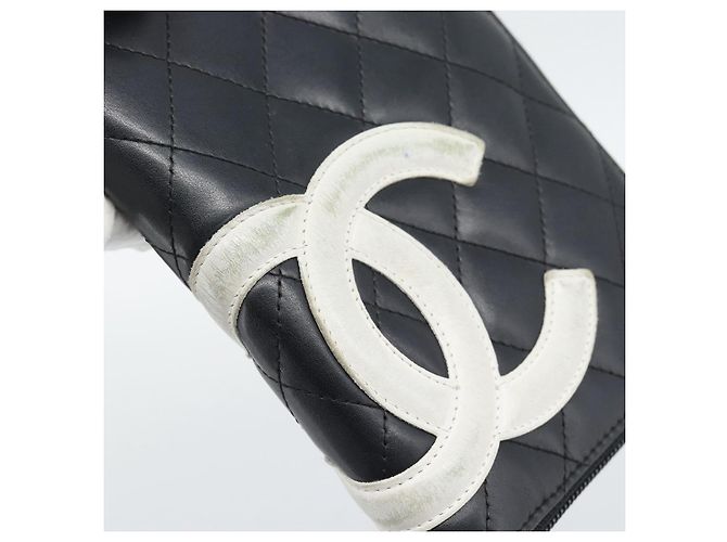 CHANEL Matelasse Cambon Line Long Wallet Pelle Nera Argento CC Auth 194957 Nero - vista 12