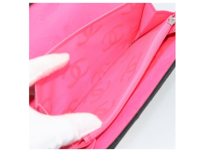 CHANEL Matelasse Cambon Line Long Wallet Pelle Nera Argento CC Auth 194957 Nero - vista 18
