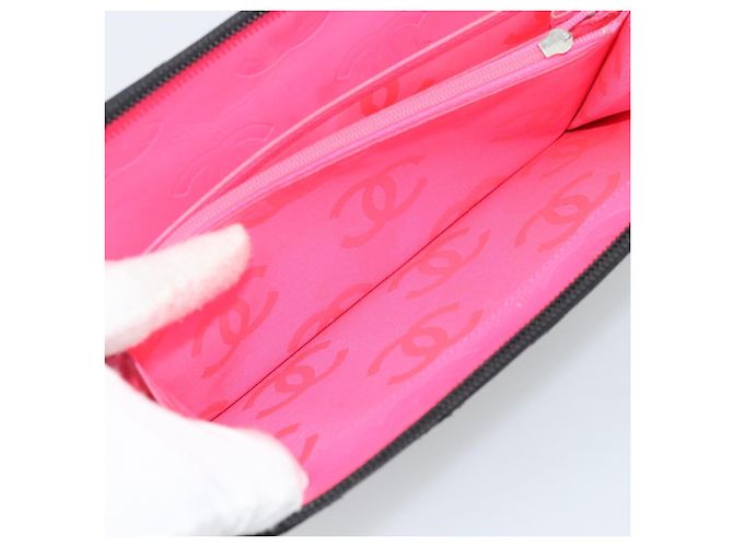 CHANEL Matelasse Cambon Line Long Wallet Pelle Nera Argento CC Auth 194957 Nero - vista 21