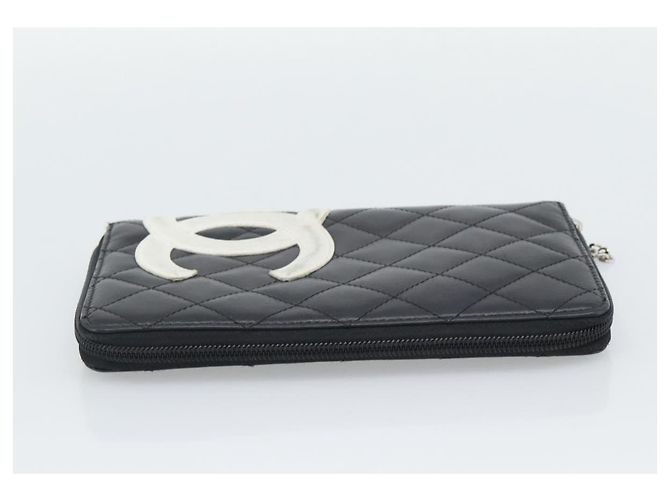CHANEL Matelasse Cambon Line Long Wallet Pelle Nera Argento CC Auth 194957 Nero - vista 5