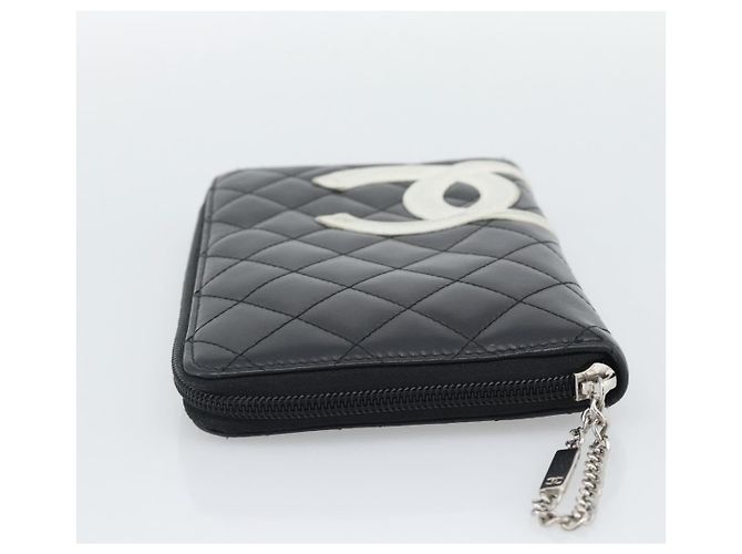 CHANEL Matelasse Cambon Line Long Wallet Pelle Nera Argento CC Auth 194957 Nero - vista 6