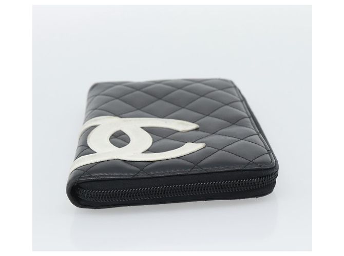 CHANEL Matelasse Cambon Line Long Wallet Pelle Nera Argento CC Auth 194957 Nero - vista 7