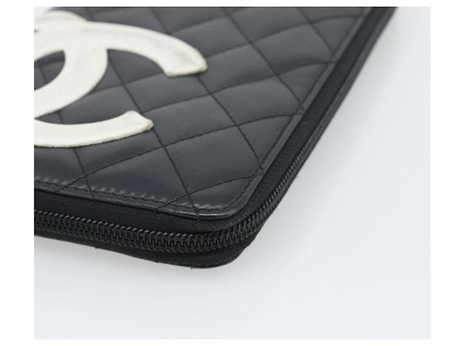 CHANEL Matelasse Cambon Line Long Wallet Pelle Nera Argento CC Auth 194957 Nero - vista 8