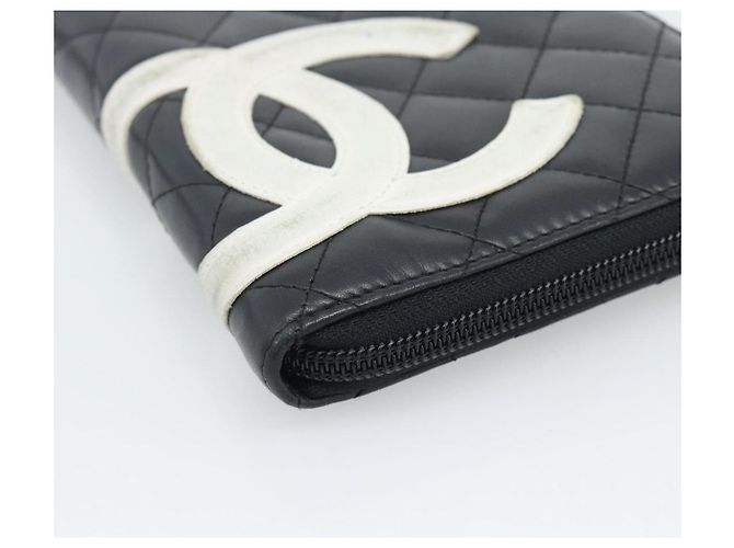 CHANEL Matelasse Cambon Line Long Wallet Pelle Nera Argento CC Auth 194957 Nero - vista 9