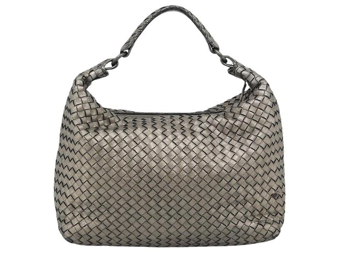 Borsa a Spalla BOTTEGA VENETA INTRECCIATO in Pelle Argento Auth 194742V - vista 3