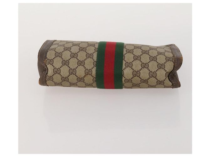 Borsa GUCCI GG Supreme Web Sherry Line in PVC e scamosciato 3 Set Beige Marrone Auth 187898 - vista 13