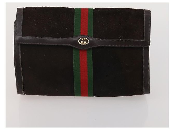 Borsa GUCCI GG Supreme Web Sherry Line in PVC e scamosciato 3 Set Beige Marrone Auth 187898 - vista 16