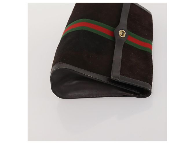 Borsa GUCCI GG Supreme Web Sherry Line in PVC e scamosciato 3 Set Beige Marrone Auth 187898 - vista 18