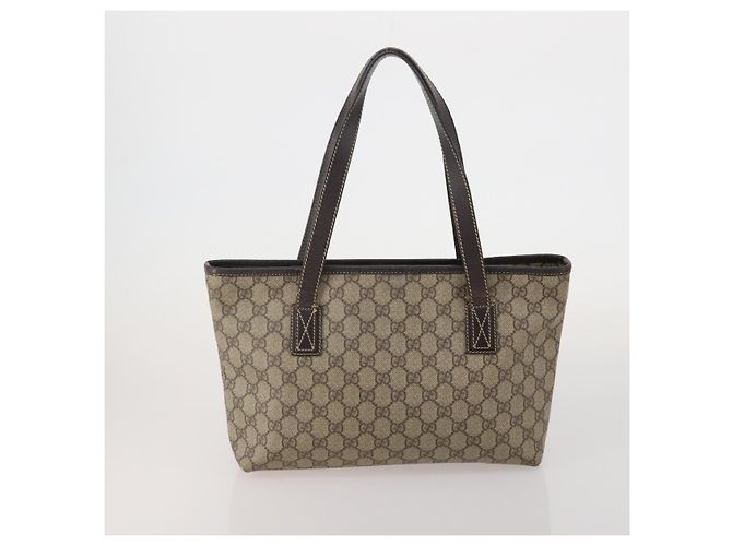 Borsa GUCCI GG Supreme Web Sherry Line in PVC e scamosciato 3 Set Beige Marrone Auth 187898 - vista 3