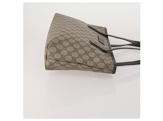 Borsa GUCCI GG Supreme Web Sherry Line in PVC e scamosciato 3 Set Beige Marrone Auth 187898 - vista 4