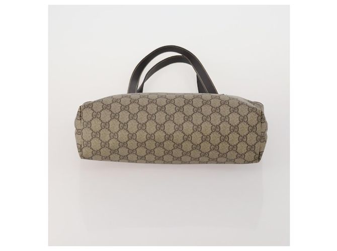 Borsa GUCCI GG Supreme Web Sherry Line in PVC e scamosciato 3 Set Beige Marrone Auth 187898 - vista 7