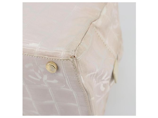 CHANEL Nuova Borsa a Mano Travel Line in Tela Rosa Oro CC Autentica BA14582A - vista 10