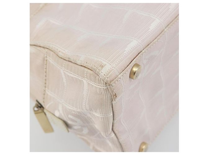 CHANEL Nuova Borsa a Mano Travel Line in Tela Rosa Oro CC Autentica BA14582A - vista 11