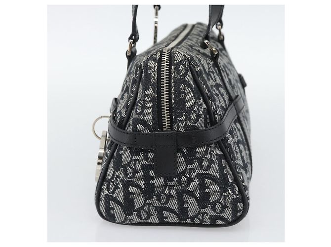 Borsa Boston Christian Dior Trotter Canvas Nera Argento Auth 195251V Nero - vista 5