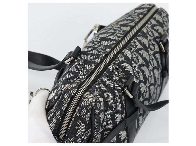 Borsa Boston Christian Dior Trotter Canvas Nera Argento Auth 195251V Nero - view 6