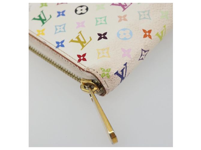 LOUIS VUITTON Monogram Multicolor Zippy Long Wallet White M60241 LV Auth 193587 Bianco - vista 14