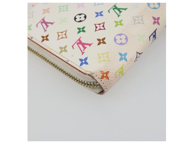 LOUIS VUITTON Monogram Multicolor Zippy Long Wallet White M60241 LV Auth 193587 Bianco - vista 16