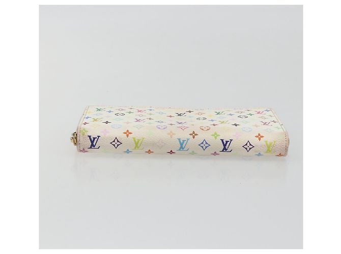 LOUIS VUITTON Monogram Multicolor Zippy Long Wallet White M60241 LV Auth 193587 Bianco - vista 6