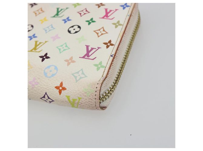 LOUIS VUITTON Monogram Multicolor Zippy Long Wallet White M60241 LV Auth 193587 Bianco - vista 7